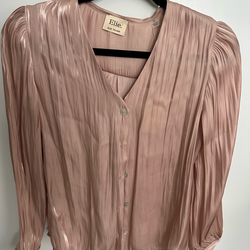 Elie Tahari Blush Pleated Blouse